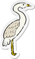 distressed sticker of a cartoon stork png