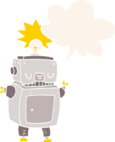cartoon robot with speech bubble in retro style png