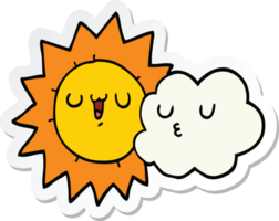 sticker of a cartoon sun and cloud png