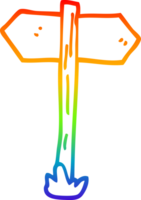 rainbow gradient line drawing of a cartoon painted direction sign posts png