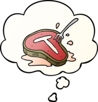 cartoon steak with thought bubble in smooth gradient style png