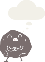 cartoon rock with thought bubble in retro style png