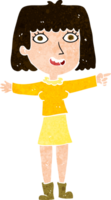 cartoon happy woman pointing png