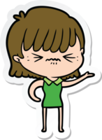 sticker of a annoyed cartoon girl png