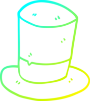 cold gradient line drawing of a cartoon top hat png