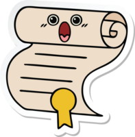 sticker of a cute cartoon contract png