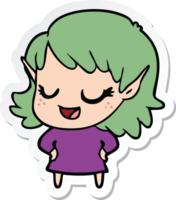 sticker of a happy cartoon elf girl png