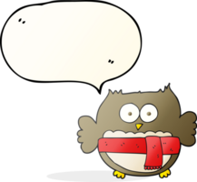 hand drawn speech bubble cartoon owl wearing scarf png