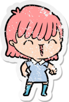 distressed sticker of a cartoon woman png