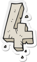 sticker of a cartoon stone number four png