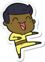 sticker of a cartoon man laughing png