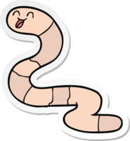 sticker van een tekenfilmworm png