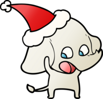 cute hand drawn gradient cartoon of a elephant wearing santa hat png