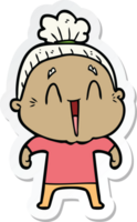 sticker of a cartoon happy old lady png