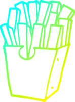 cold gradient line drawing of a cartoon takeout fries png