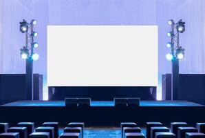 White screen display on stage at business presentation exhibition photo