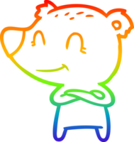 rainbow gradient line drawing of a smiling bear cartoon png