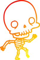 warm gradient line drawing of a cute dancing skeleton png