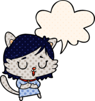 dibujos animados gato niña con habla burbuja en cómic libro estilo png