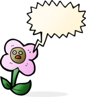 fleur de dessin animé avec visage avec bulle de dialogue png