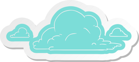 cartoon sticker of white large clouds png