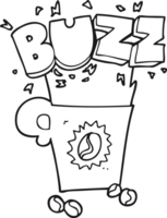 hand drawn black and white cartoon crazy powerful coffee png