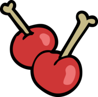 cartoon doodle red cherries png