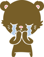 crying flat color style cartoon bear png