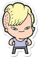 sticker of a cute cartoon girl with hipster haircut png