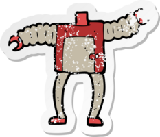 retro distressed sticker of a cartoon robot body png