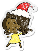 Hand gezeichnet Weihnachten betrübt Aufkleber Karikatur von kawaii Mädchen png