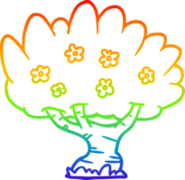 rainbow gradient line drawing of a Cartoon tree png