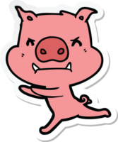 klistermärke av en arg tecknad gris png