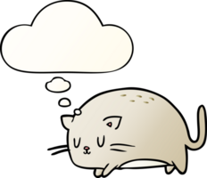 mignonne dessin animé chat avec pensée bulle dans lisse pente style png