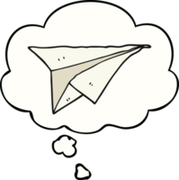 desenho animado papel avião com pensamento bolha png