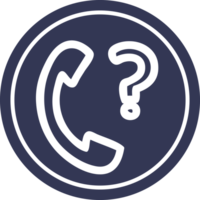 telephone handset with question mark circular icon symbol png