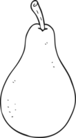hand drawn black and white cartoon pear png