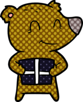 bear cartoon chraracter with present png