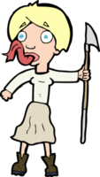 mujer de dibujos animados con lanza sacando la lengua png