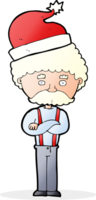 cartoon old man in christmas hat png