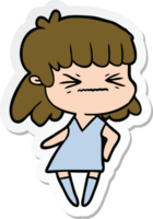 sticker of a cartoon angry girl png