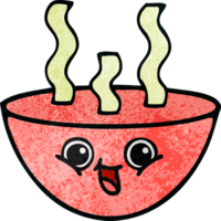 retro Grunge Textur Karikatur von ein Schüssel von heiß Suppe png