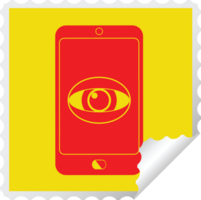 cell phone watching you square peeling sticker png