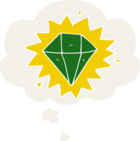 desenho animado diamante com pensamento bolha dentro retro estilo png