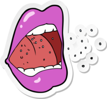 adesivo di una bocca che starnutisce cartone animato png