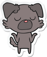 sticker of a cartoon dog shrugging shoulders png