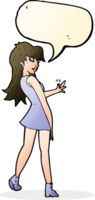 cartoon woman posing in dress with speech bubble png