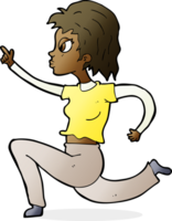 cartoon woman running and pointing png