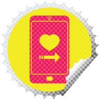 dating app on cell phone circular peeling sticker png