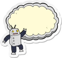 sticker of a cartoon robot with space for text cloud png